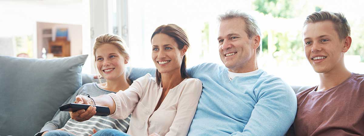 Family watching television